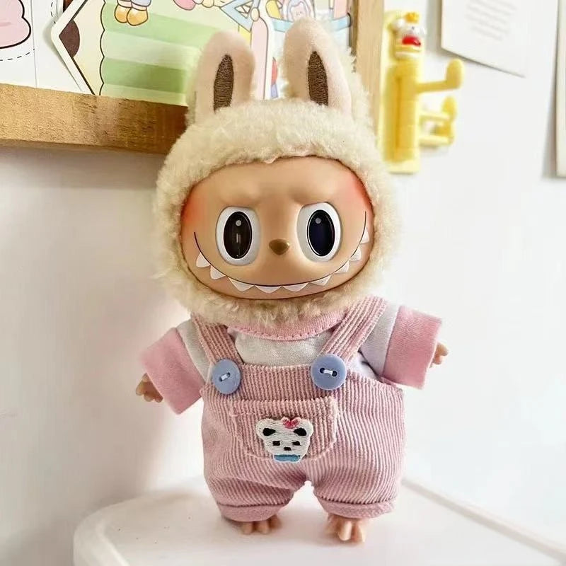 17cm Mini Plush Doll'S Clothes Outfit Accessories For Korea Kpop Exo Labubu Idol overalls pants set Macaron doll Clothing Gift