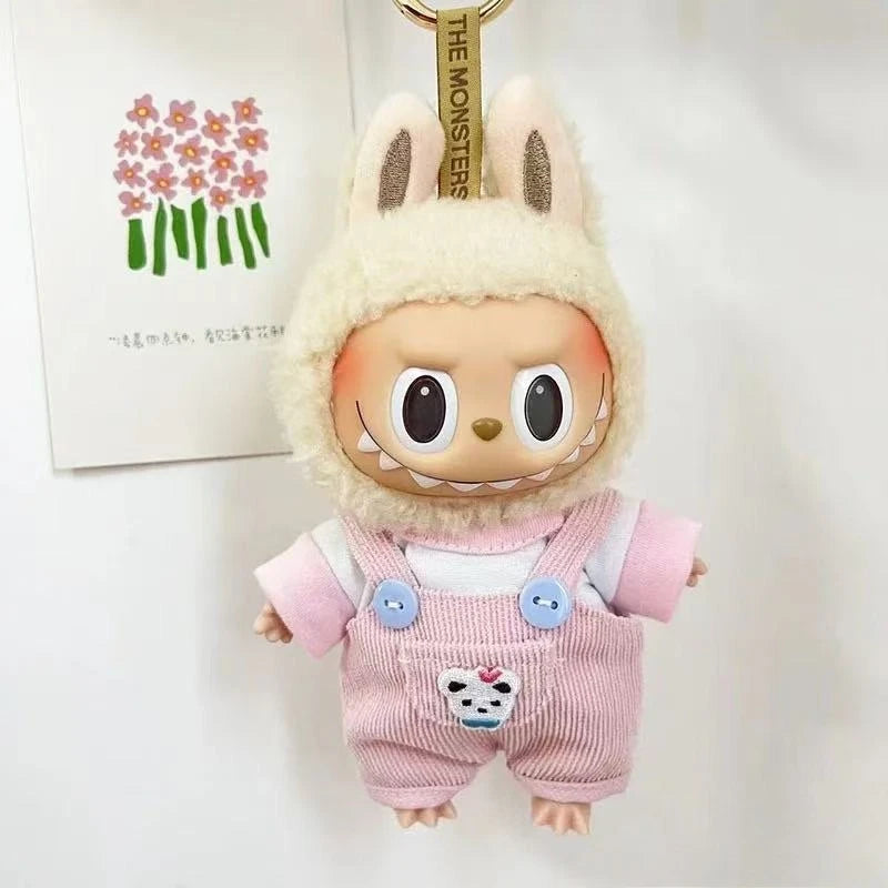 17cm Mini Plush Doll'S Clothes Outfit Accessories For Korea Kpop Exo Labubu Idol overalls pants set Macaron doll Clothing Gift