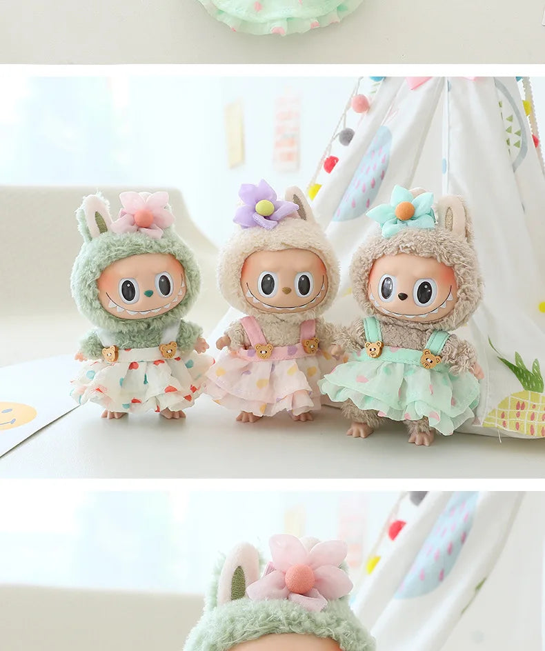 17cm Cute Mini Plush Doll'S Clothes Outfit Accessories For Korea Kpop Exo Labubu Idol Dolls Skirt Hat Clothing DIY Kids Gift