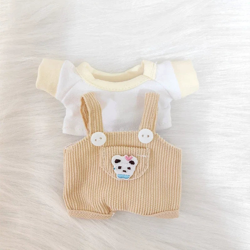 17cm Mini Plush Doll'S Clothes Outfit Accessories For Korea Kpop Exo Labubu Idol overalls pants set Macaron doll Clothing Gift