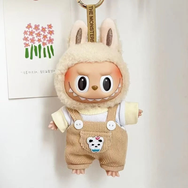 17cm Mini Plush Doll'S Clothes Outfit Accessories For Korea Kpop Exo Labubu Idol overalls pants set Macaron doll Clothing Gift