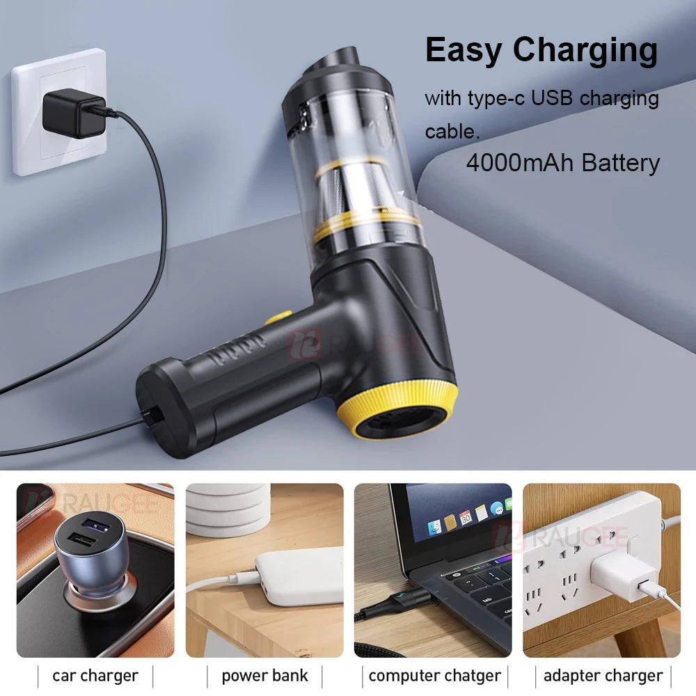 Car Vacuum Cleaner Portable Wireless Vacuum Cleaner 12000PA High Power Mini Handheld Vacuum Cleaner Powerful Blower for Car Home