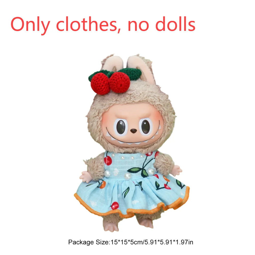 17cm Mini Plush Doll'S Clothes Outfit Accessories For Korea Kpop Exo Labubu I II Idol Dolls sit party overalls Clothing Gift