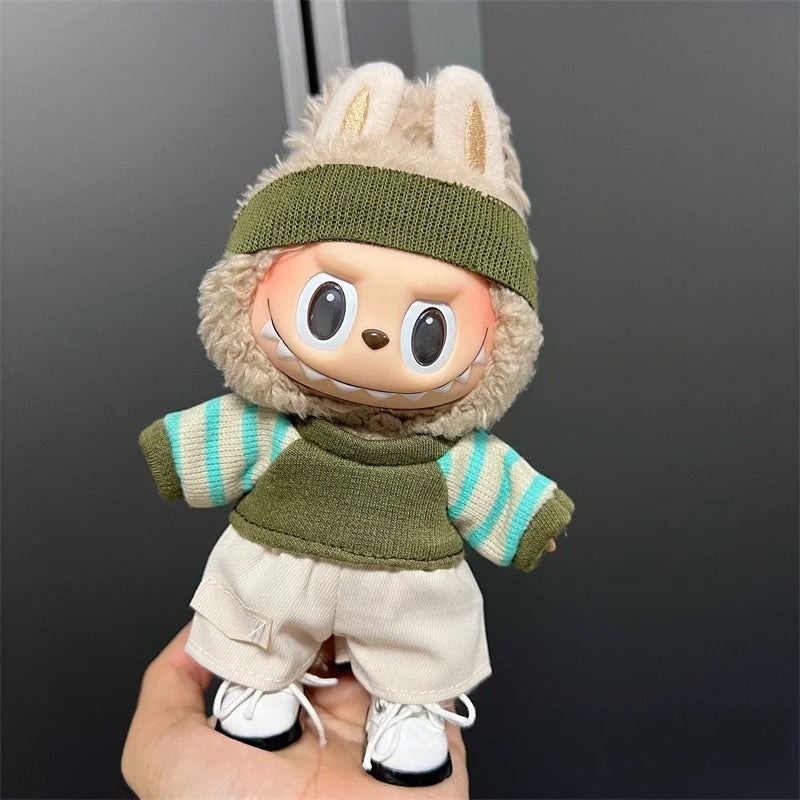 17cm Mini Plush Doll'S Clothes Outfit Accessories No Doll for Korea Kpop Exo Labubu Overalls Clothing Gift