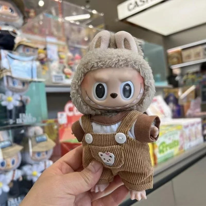 17cm Mini Plush Doll'S Clothes Outfit Accessories For Korea Kpop Exo Labubu Idol overalls pants set Macaron doll Clothing Gift