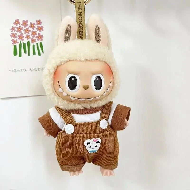 17cm Mini Plush Doll'S Clothes Outfit Accessories For Korea Kpop Exo Labubu Idol overalls pants set Macaron doll Clothing Gift