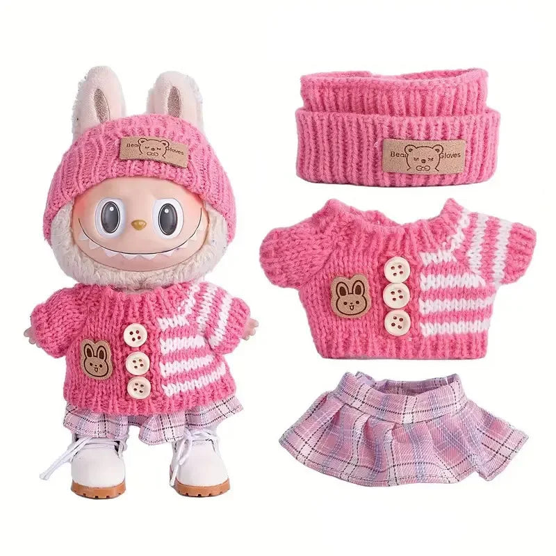 17cm Cute Mini Plush Doll'S Clothes Outfit Accessories For Korea Kpop Exo Labubu Idol Dolls Sweater Clothing DIY Kids Girl Gift