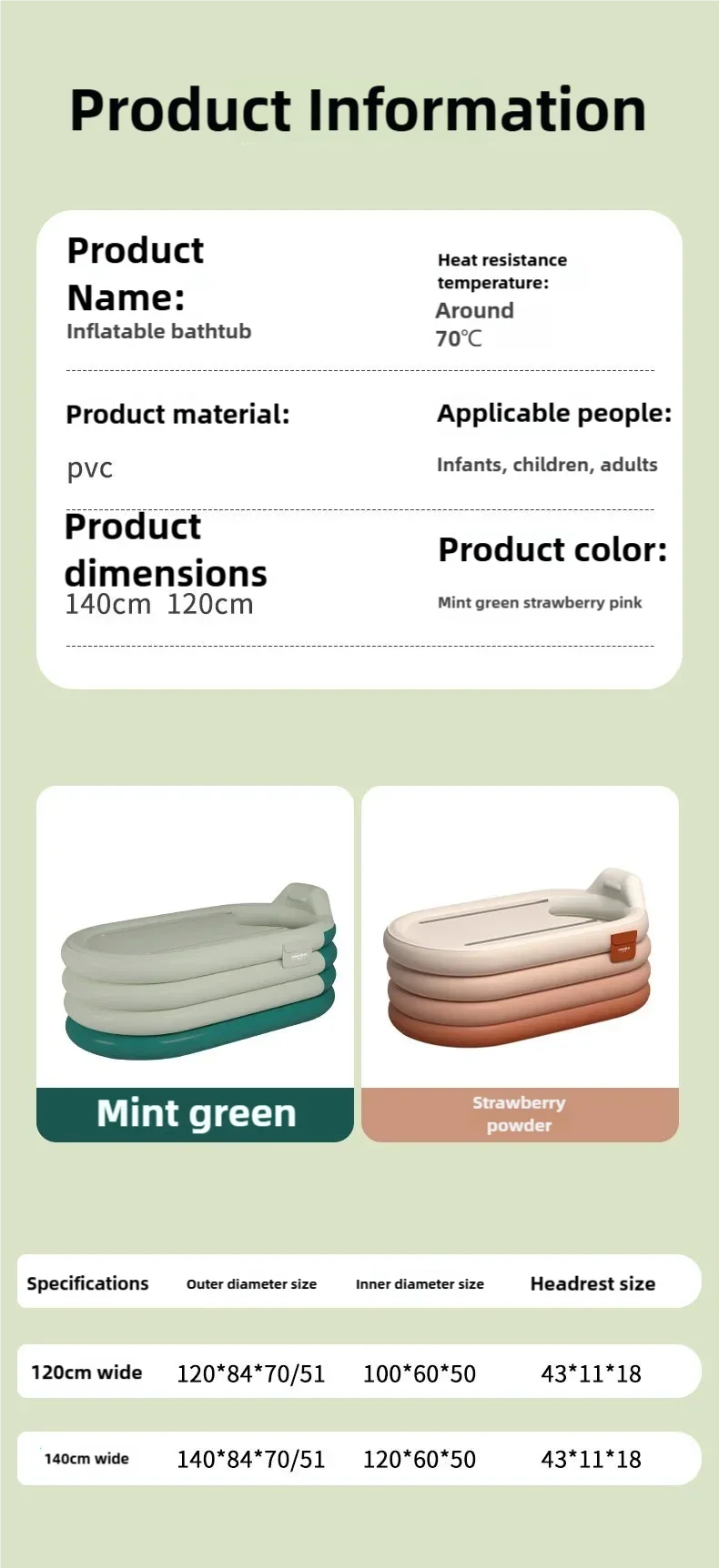 Bathing Bucket for Adults, Inflatable Bathtub, Thickened and Foldable Full Body Sitting Bathtub Sweat Steaming Medicine Bath