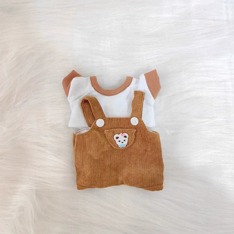 17cm Mini Plush Doll'S Clothes Outfit Accessories For Korea Kpop Exo Labubu Idol overalls pants set Macaron doll Clothing Gift