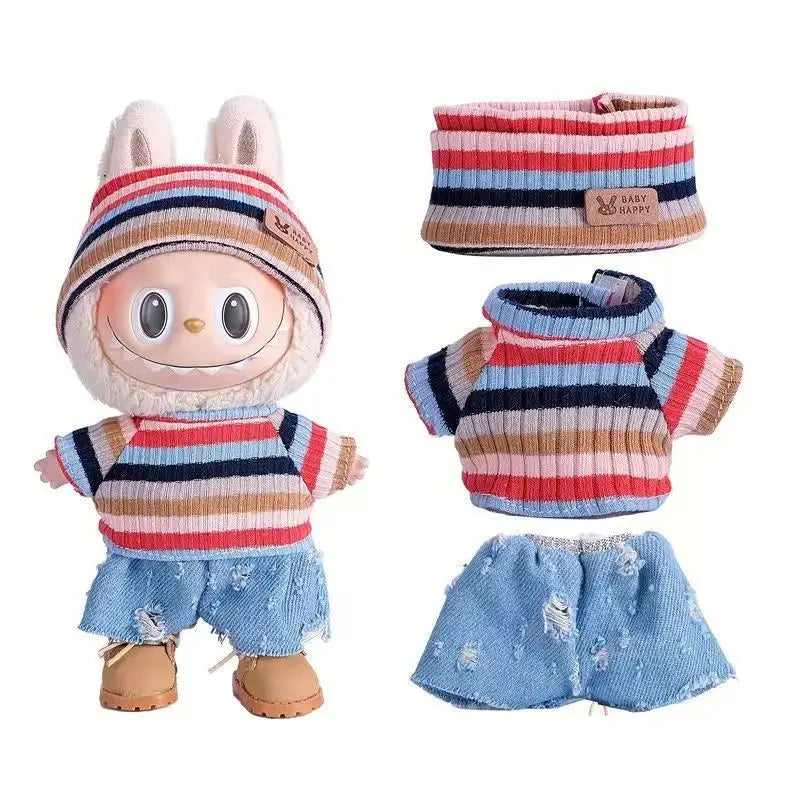 17cm Cute Mini Plush Doll'S Clothes Outfit Accessories For Korea Kpop Exo Labubu Idol Dolls Sweater Clothing DIY Kids Girl Gift