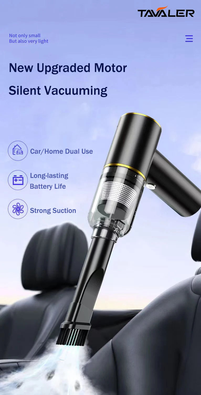 Car MINI Wireless Vacuum Clean Rechargeable Portable Handheld Dust Removal Hair Dryer Handheld Wireless Car/Home Strong Suction