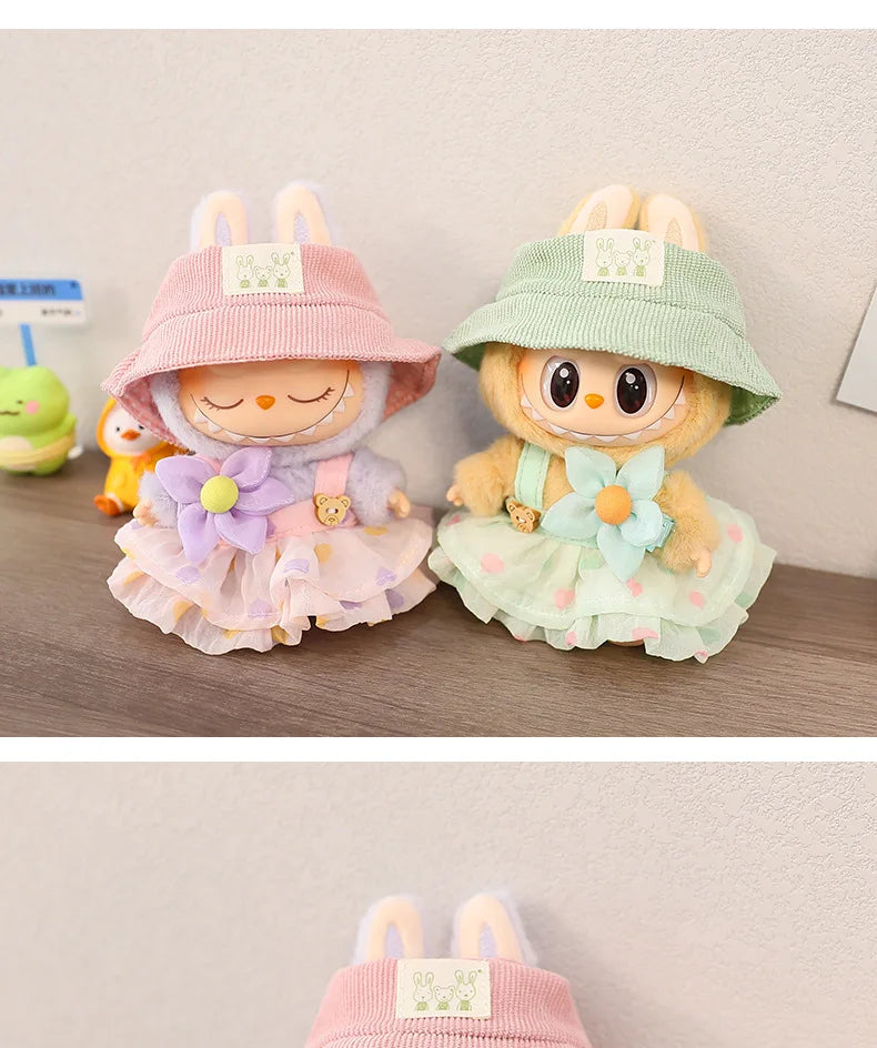 17cm Cute Mini Plush Doll'S Clothes Outfit Accessories For Korea Kpop Exo Labubu Idol Dolls Skirt Hat Clothing DIY Kids Gift