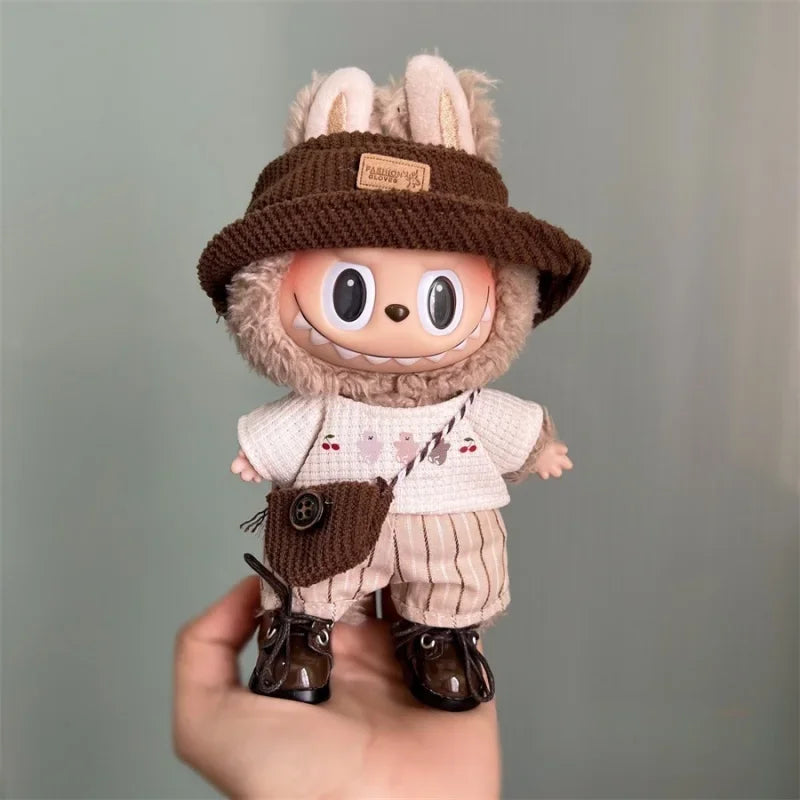 17cm Mini Plush Doll'S Clothes Outfit Accessories No Doll for Korea Kpop Exo Labubu Overalls Clothing Gift